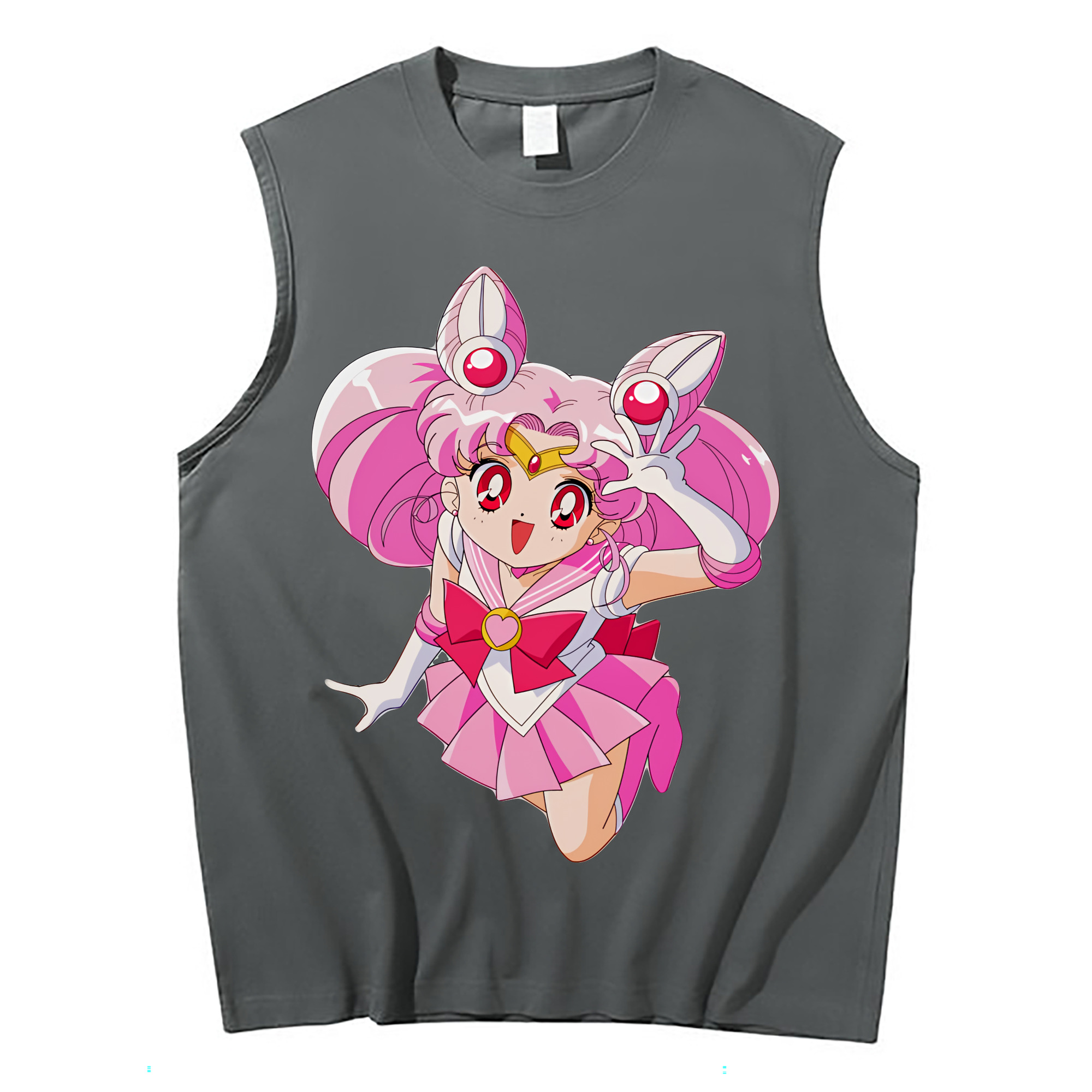 （画像用） 美少女戦士セーラームーン ちびうさ Sailor Moon Chibiusa Tsukino Usagi Small Lady Serenity コットン100％タンクトップ（フロントプリント）